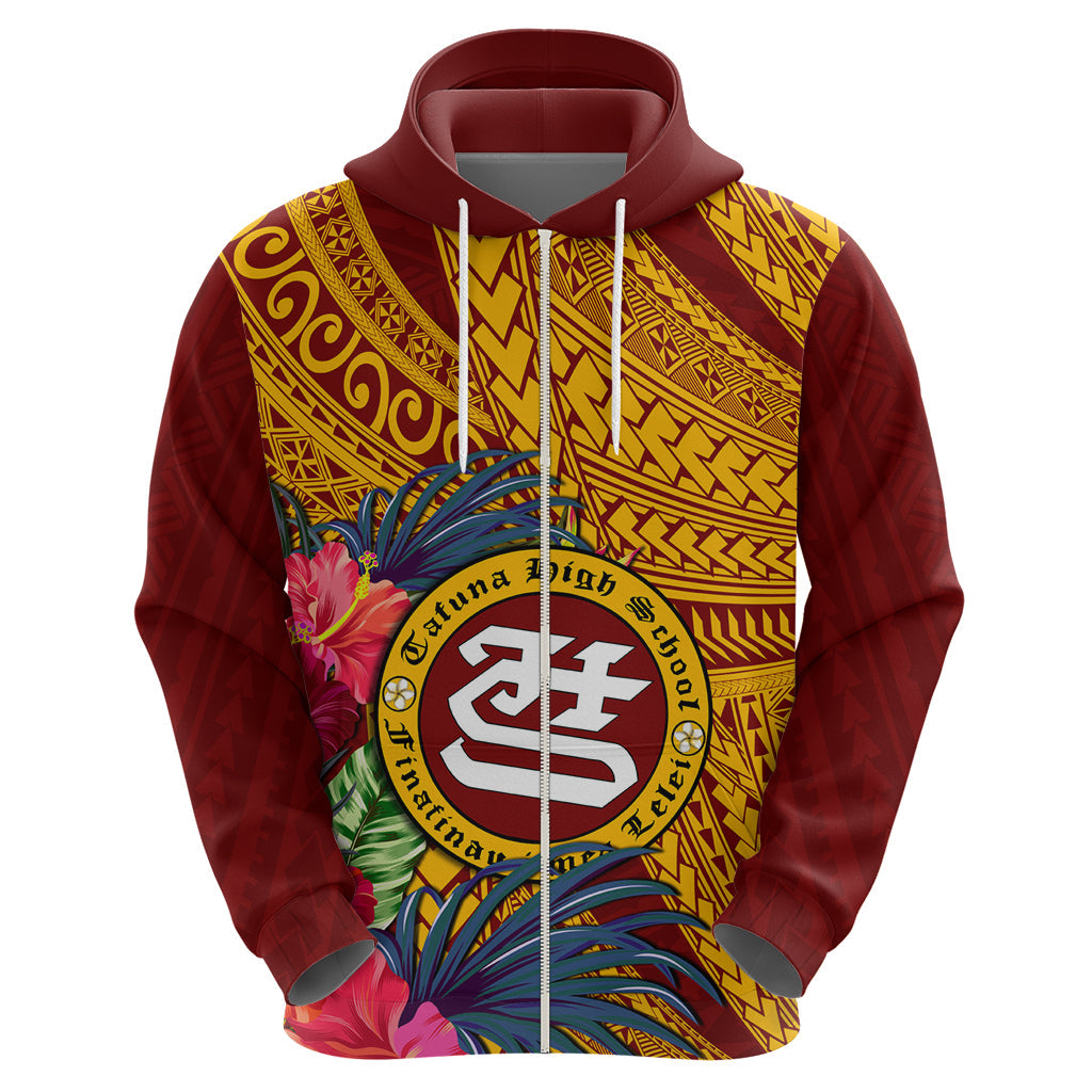 Personalised Tafuna High School Hoodie American Samoa Schools Polynesian Tropical Flowers LT14