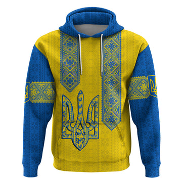 Personalised Ukraine Hoodie Gold Trident Folk Pattern LT14