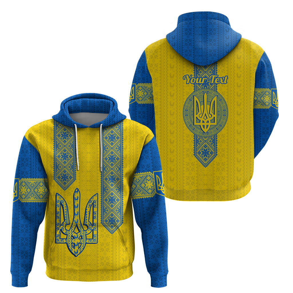 Personalised Ukraine Hoodie Gold Trident Folk Pattern LT14