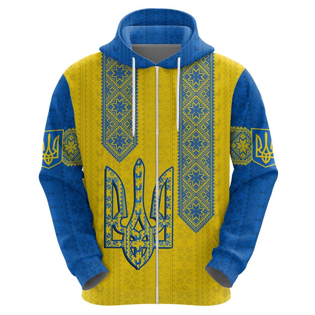 Personalised Ukraine Hoodie Gold Trident Folk Pattern LT14