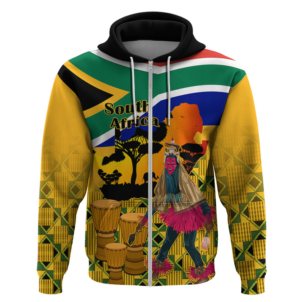 South Africa Heritage Day Hoodie Traditional Dancer Kente Pattern With Flag Style LT14