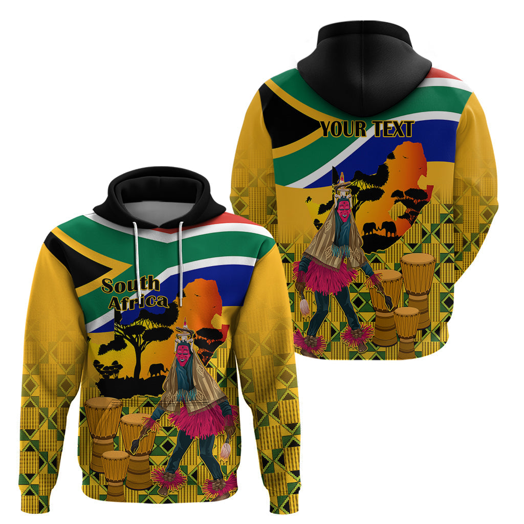 Personalised South Africa Heritage Day Hoodie Traditional Dancer Kente Pattern With Flag Style LT14
