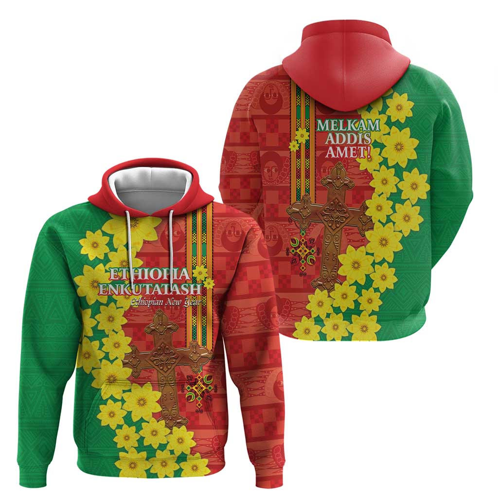 Enkutatash Ethiopia Hoodie Melkam Addis Amet Adey Abeba Flower LT14