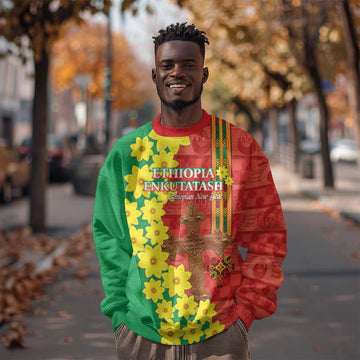 Enkutatash Ethiopia Sweatshirt Melkam Addis Amet Adey Abeba Flower LT14
