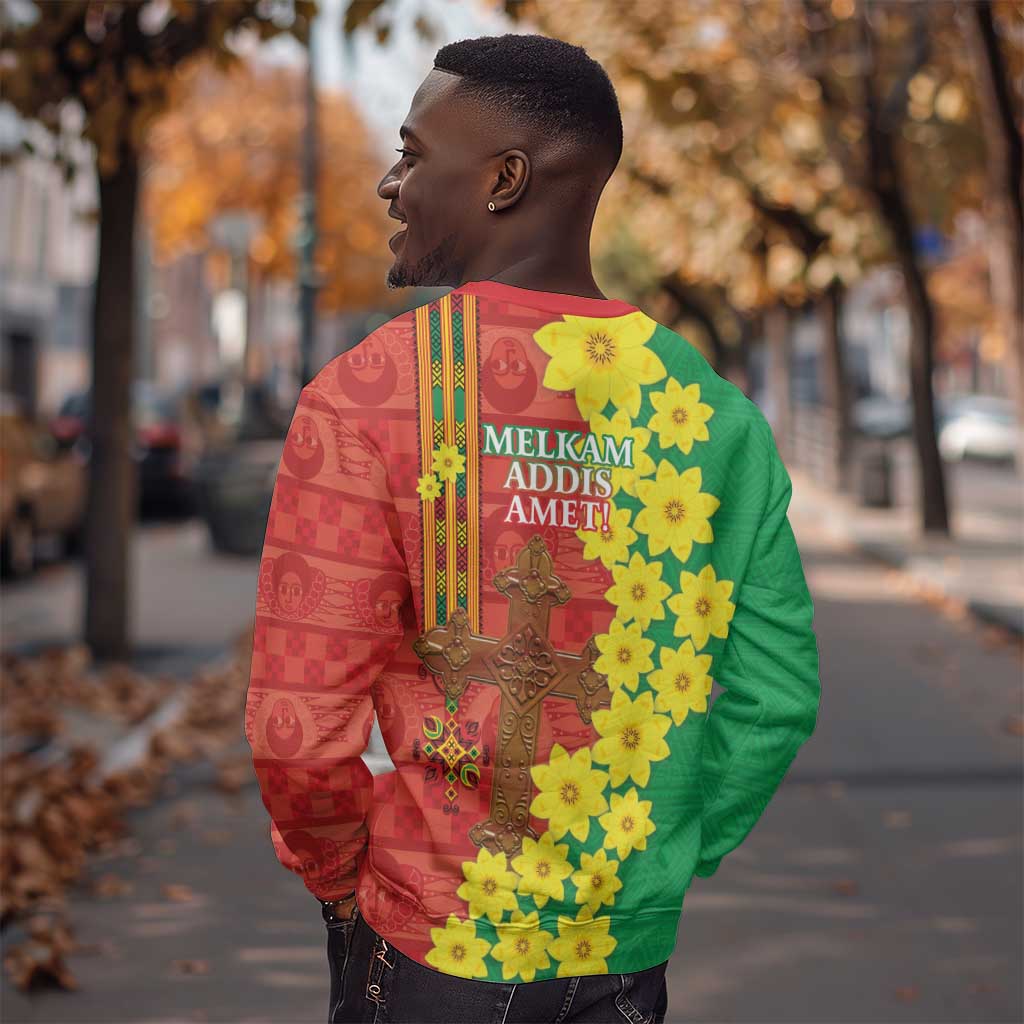 Enkutatash Ethiopia Sweatshirt Melkam Addis Amet Adey Abeba Flower LT14