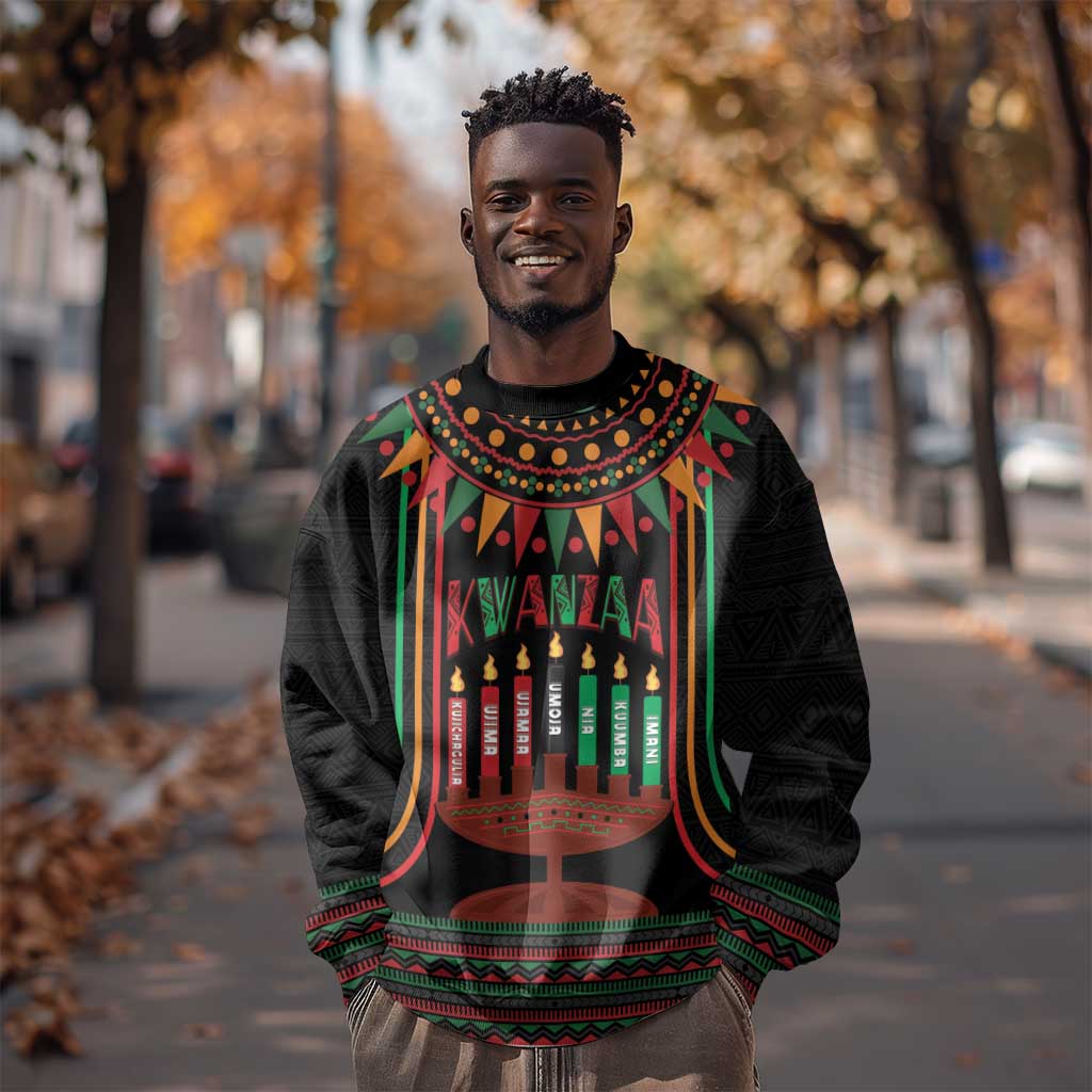 Personalized Afro-American Kwanzaa Sweatshirt Kinara Candles African Pattern LT14
