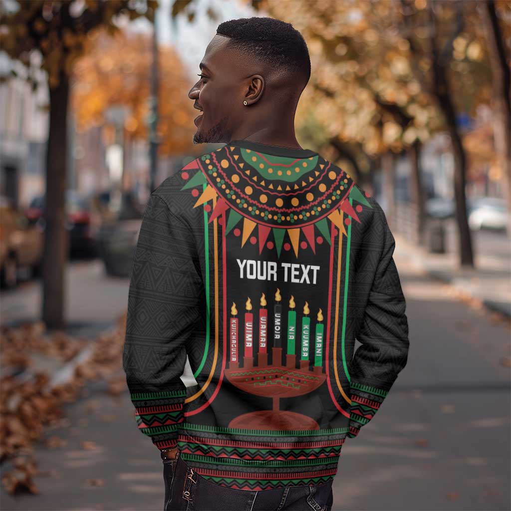 Personalized Afro-American Kwanzaa Sweatshirt Kinara Candles African Pattern LT14