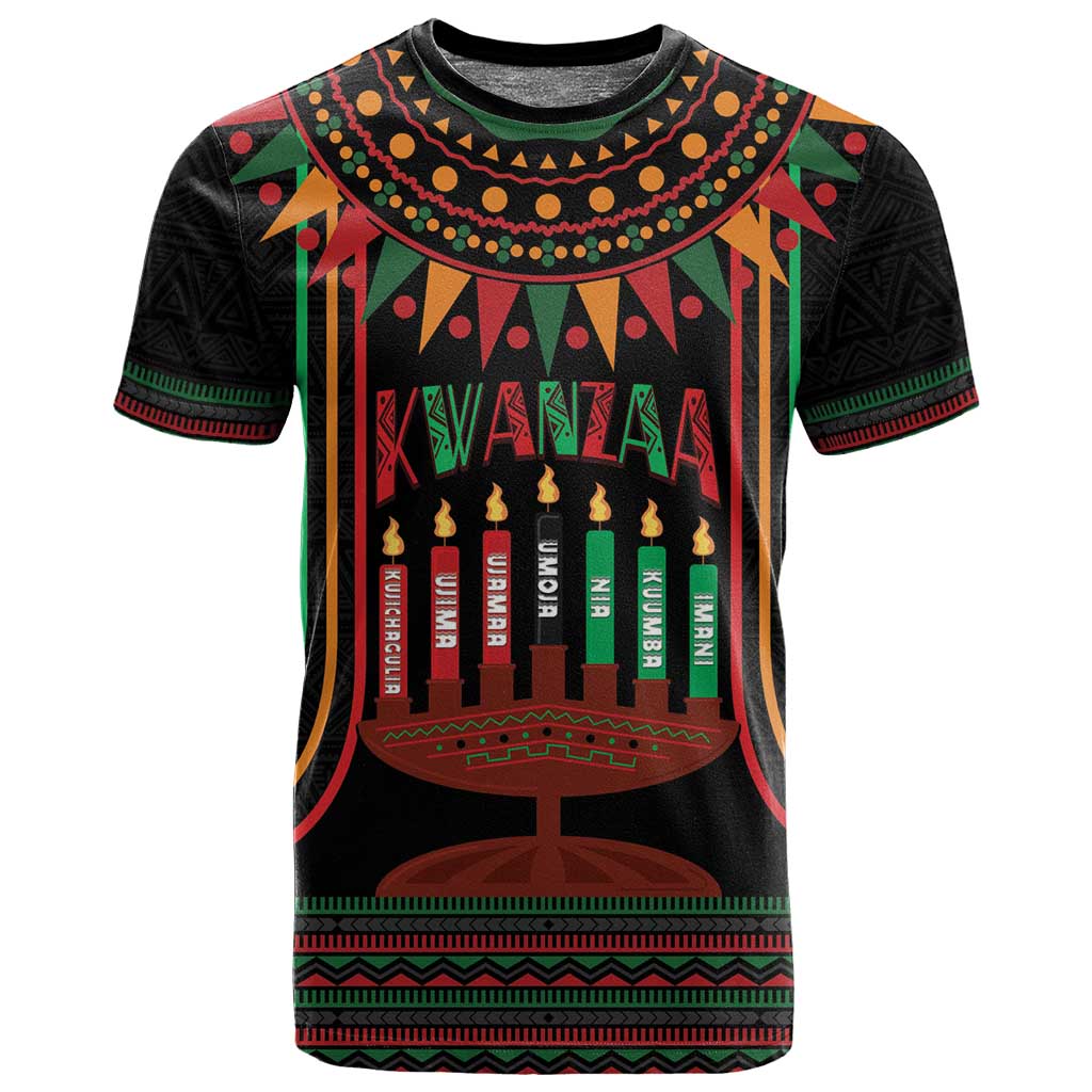 Personalized Afro-American Kwanzaa T shirt Kinara Candles African Pattern LT14