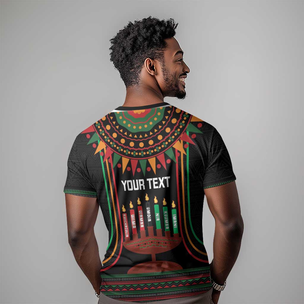 Personalized Afro-American Kwanzaa T shirt Kinara Candles African Pattern LT14
