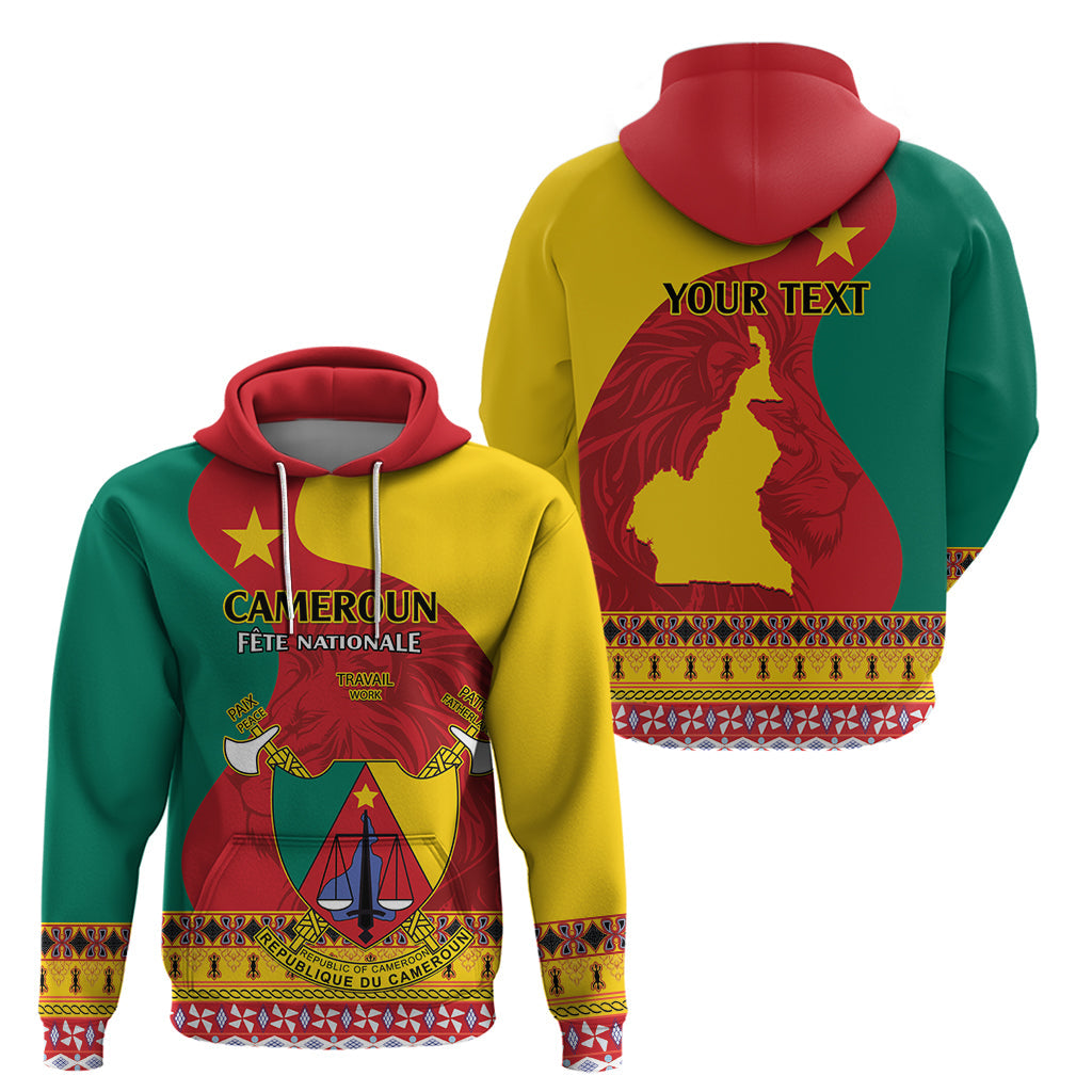 Personalised Cameroon National Day Hoodie Cameroun Coat Of Arms With Atoghu Pattern LT14