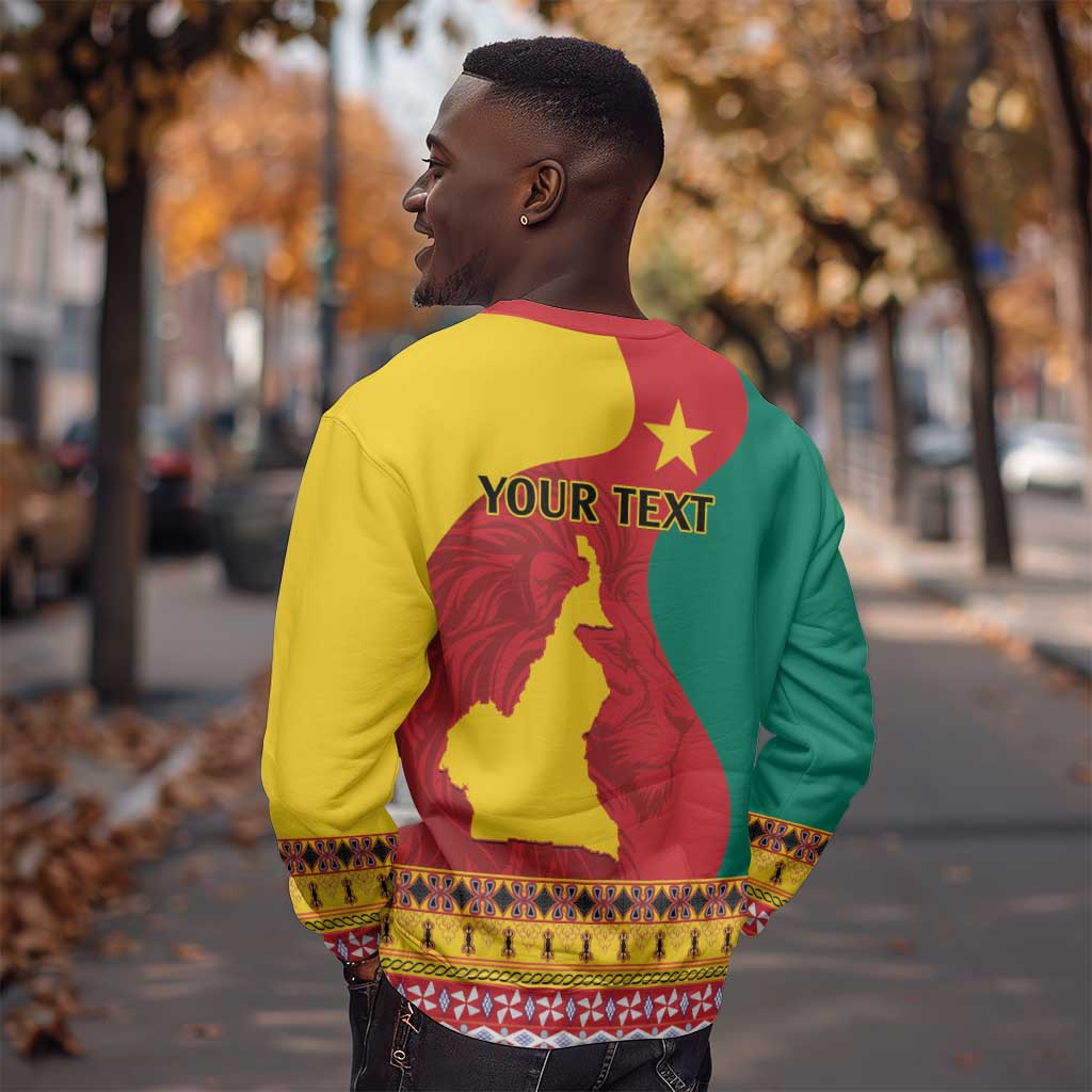 Personalised Cameroon National Day Sweatshirt Cameroun Coat Of Arms With Atoghu Pattern LT14