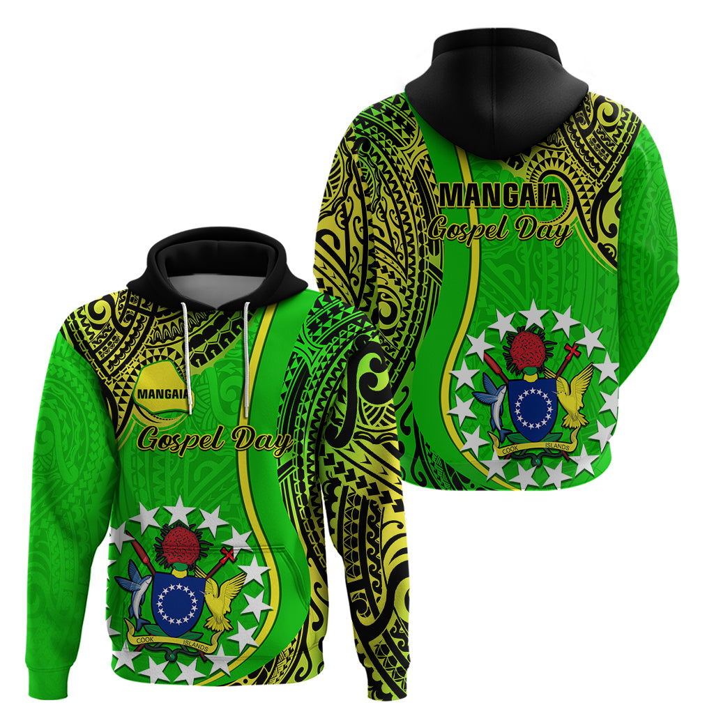 Polynesian Pride Cook Islands Hoodie Mangaia Gospel Day Green Version LT14