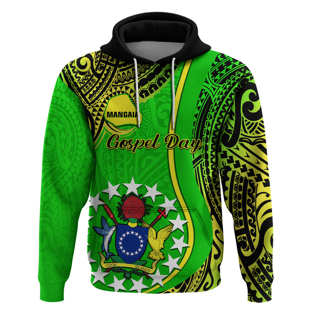 Polynesian Pride Cook Islands Hoodie Mangaia Gospel Day Green Version LT14
