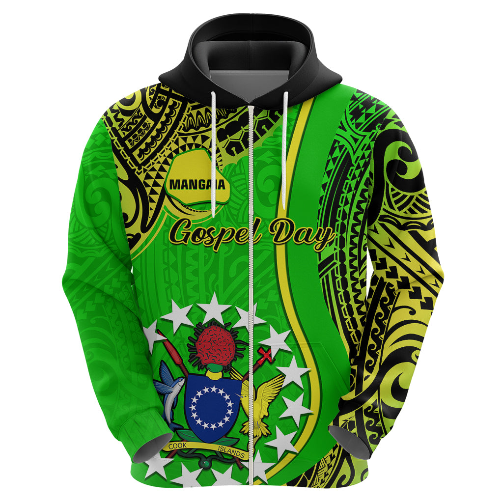 Polynesian Pride Cook Islands Hoodie Mangaia Gospel Day Green Version LT14