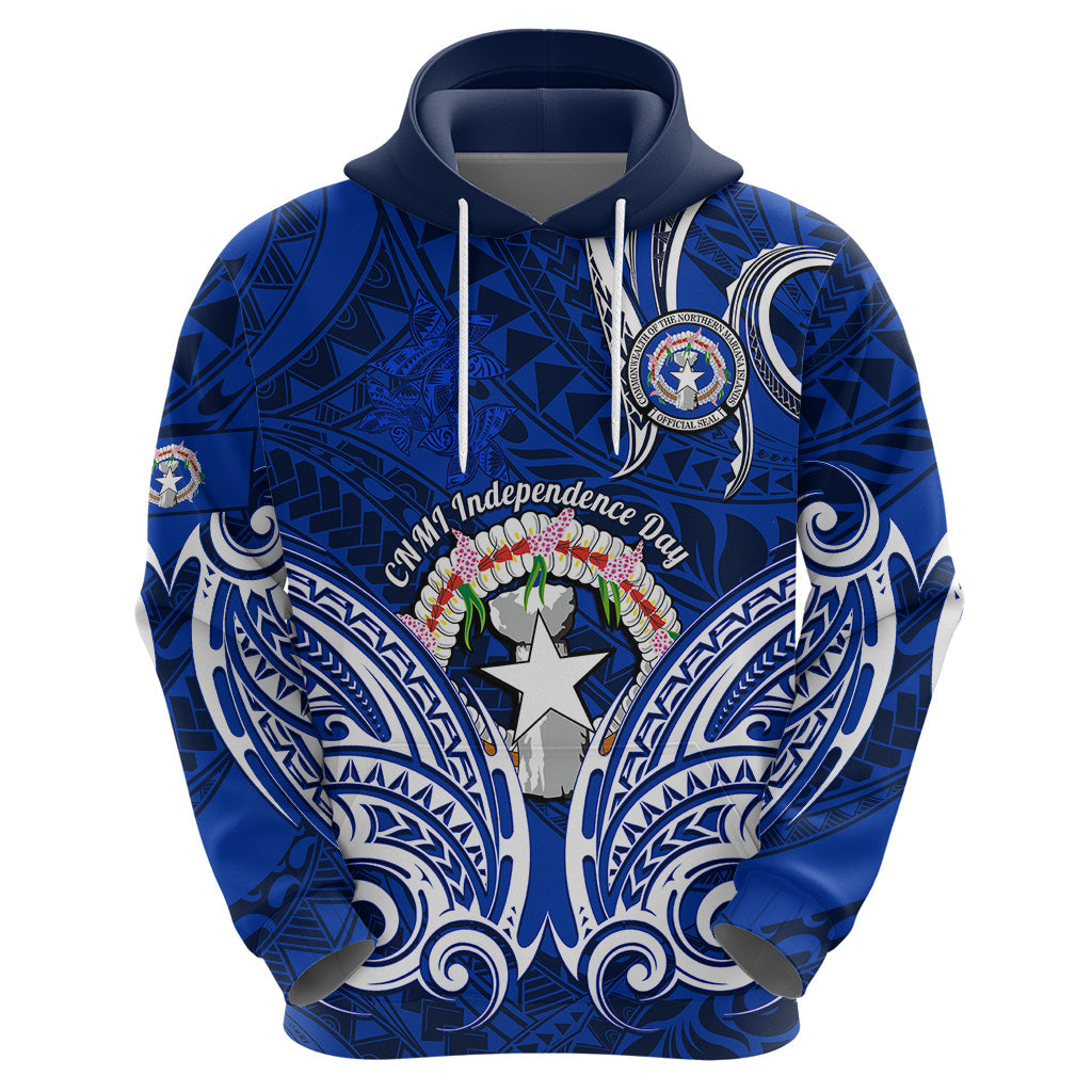 Personalised Independence Day CNMI Hoodie Northern Mariana Islands Tribal Tattoo Pattern LT14