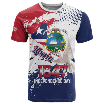 Afro Liberia 1847 Independence Day T shirt Coat Of Arms Grunge Style LT14