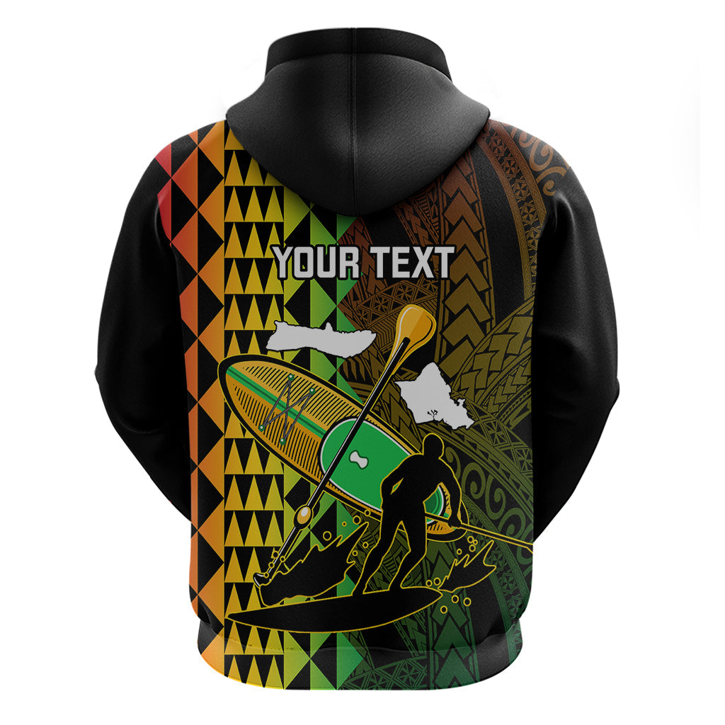 Personalised Paddle Board Hawaii Hoodie Molokai 2 Oahu World Championships Kakau Pattern LT14