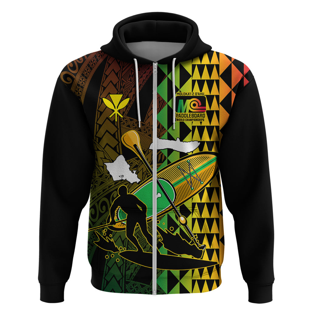 Personalised Paddle Board Hawaii Hoodie Molokai 2 Oahu World Championships Kakau Pattern LT14