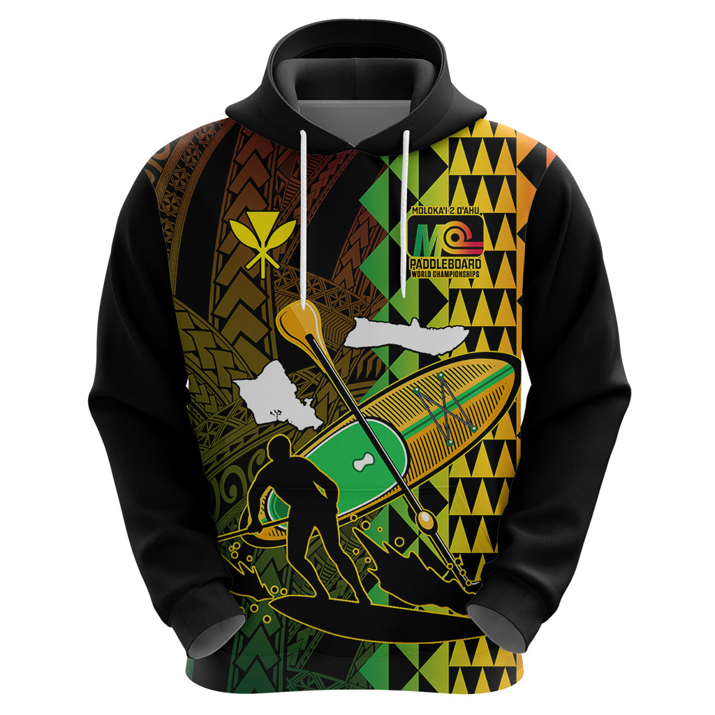 Personalised Paddle Board Hawaii Hoodie Molokai 2 Oahu World Championships Kakau Pattern LT14