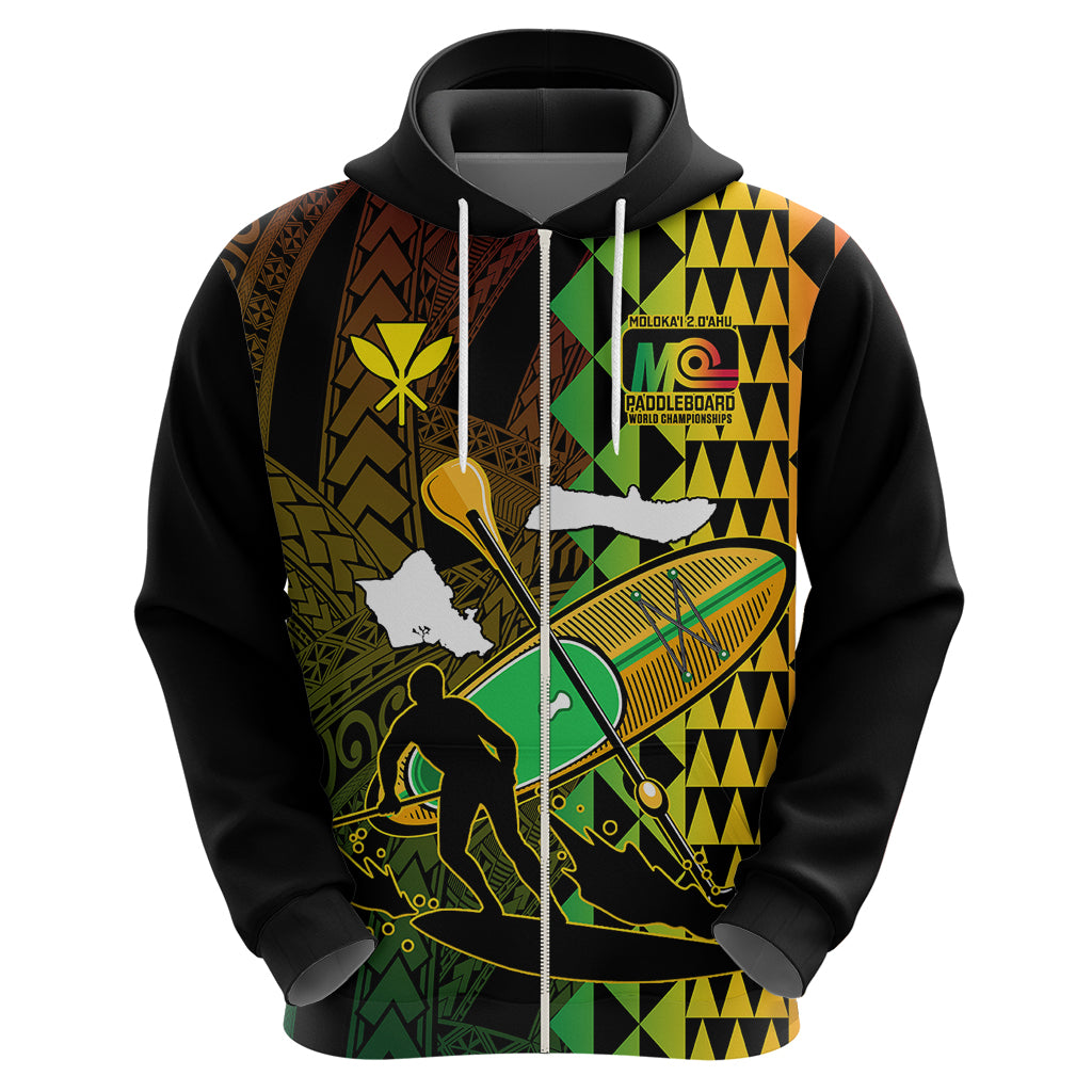 Personalised Paddle Board Hawaii Hoodie Molokai 2 Oahu World Championships Kakau Pattern LT14