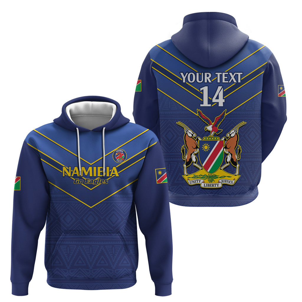 Custom Namibia Cricket Hoodie 2024 Go Eagles African Pattern LT14