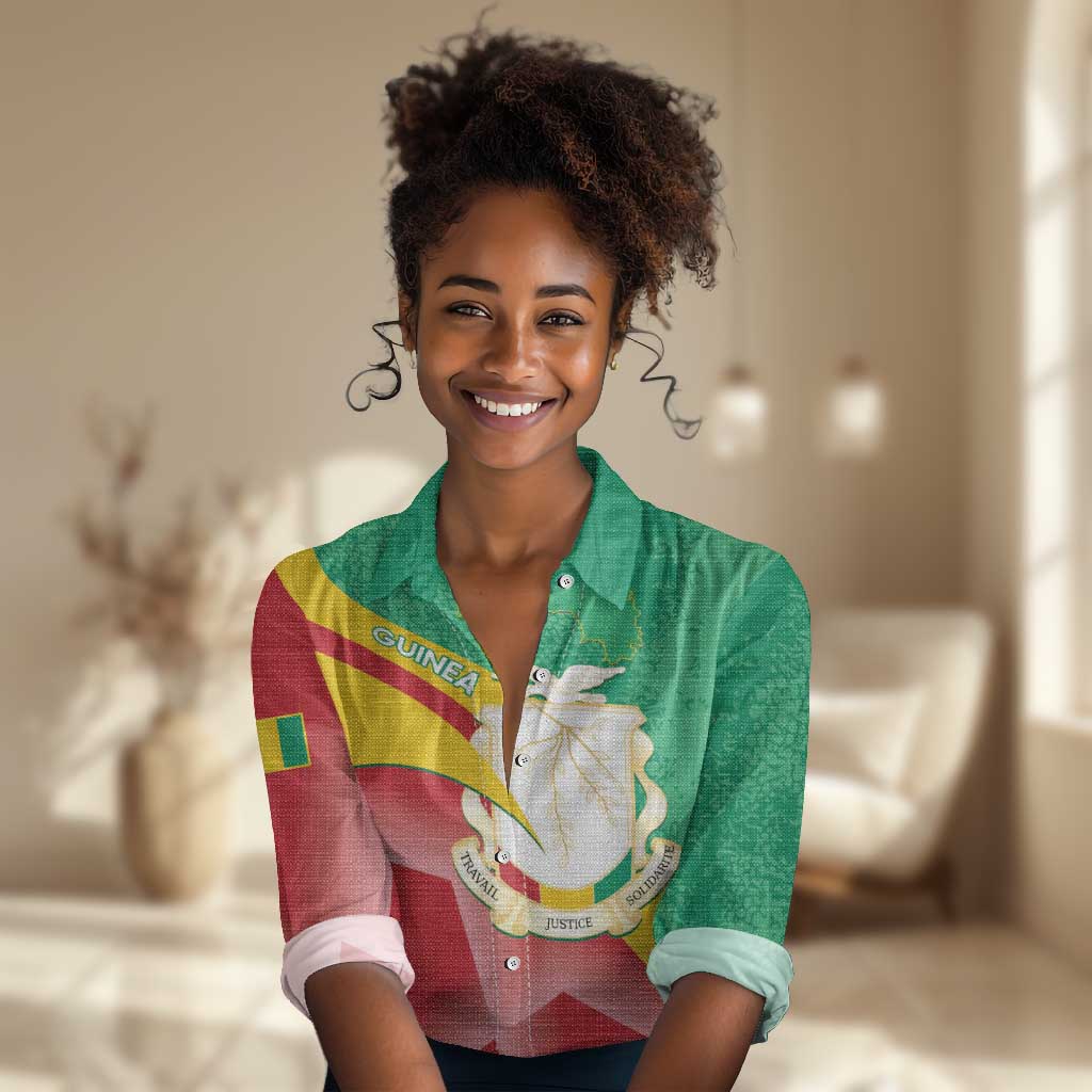 Personalised Guinea Independence Day Women Casual Shirt Happy 2 October Guinee Coat Of Arms LT14