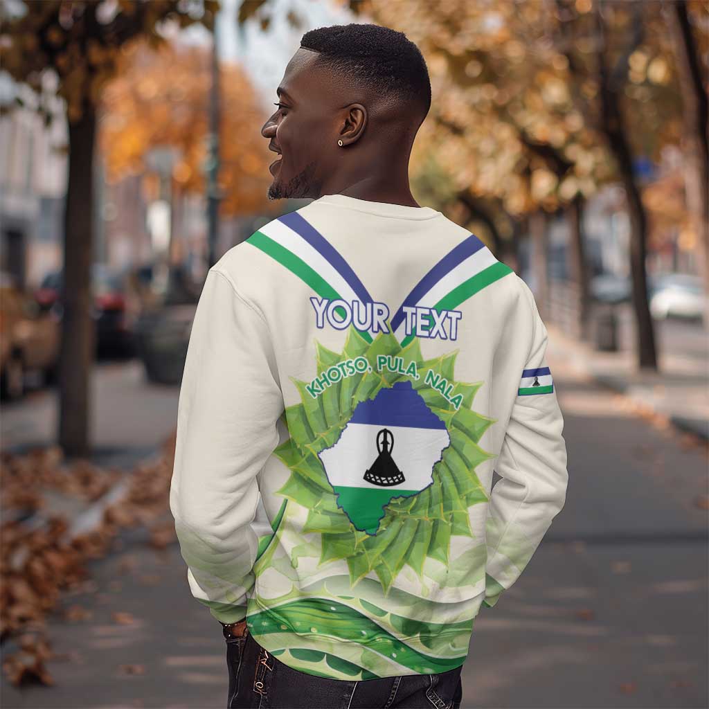 Personalised Lesotho Independence Day Sweatshirt Aloe Polyphylla Mix Coat Of Arms LT14