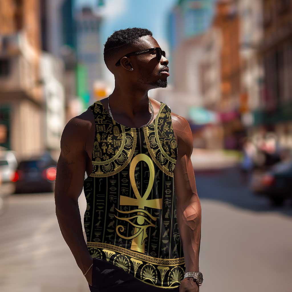 Afro Ancient Egypt Ankh and Eye Of Horus Men Tank Top Egyptian Hieroglyphs LT14