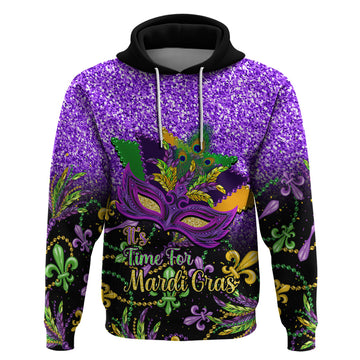 Personalised Mardi Gras Hoodie Carnival Mask Happy Fat Tuesday LT14