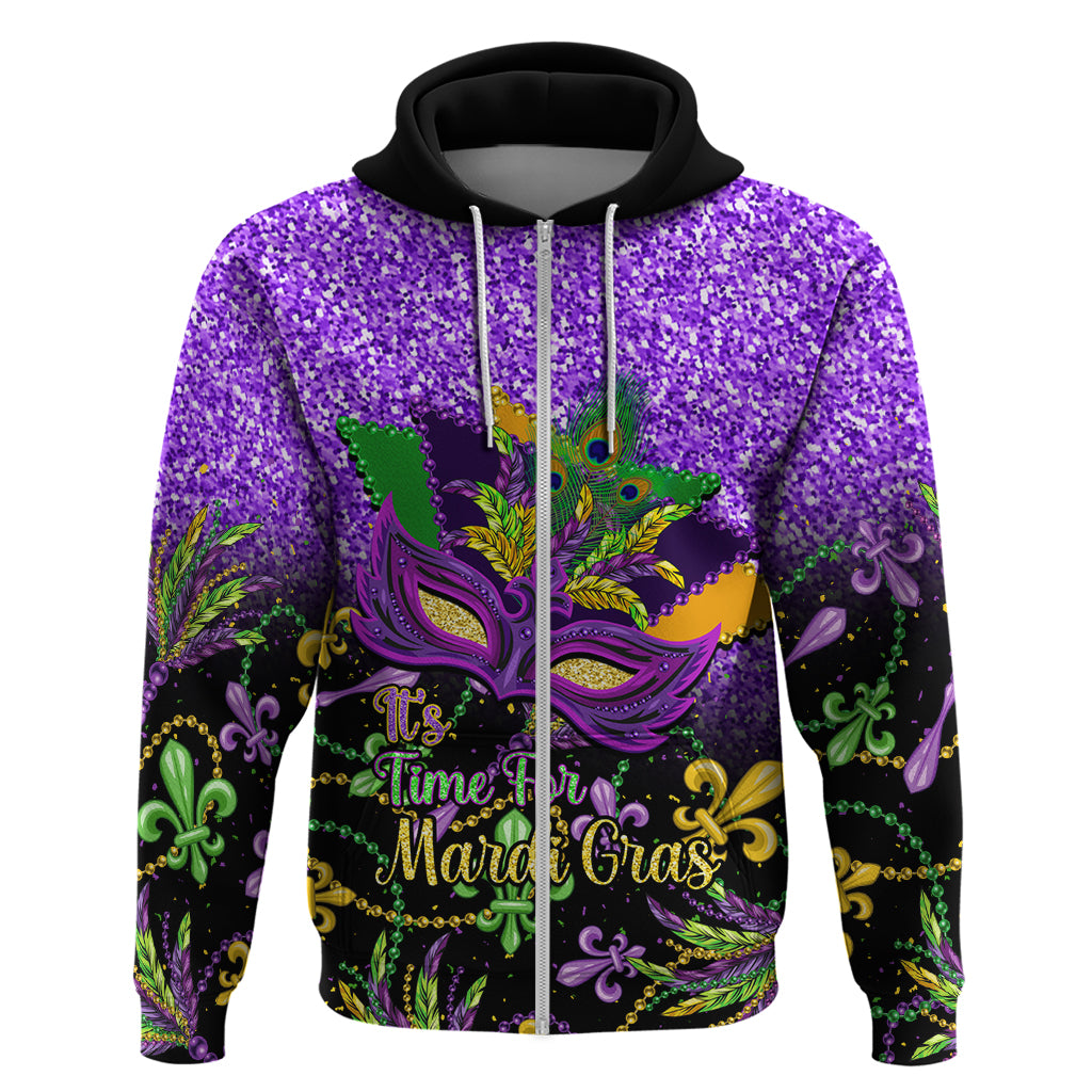 Personalised Mardi Gras Hoodie Carnival Mask Happy Fat Tuesday LT14