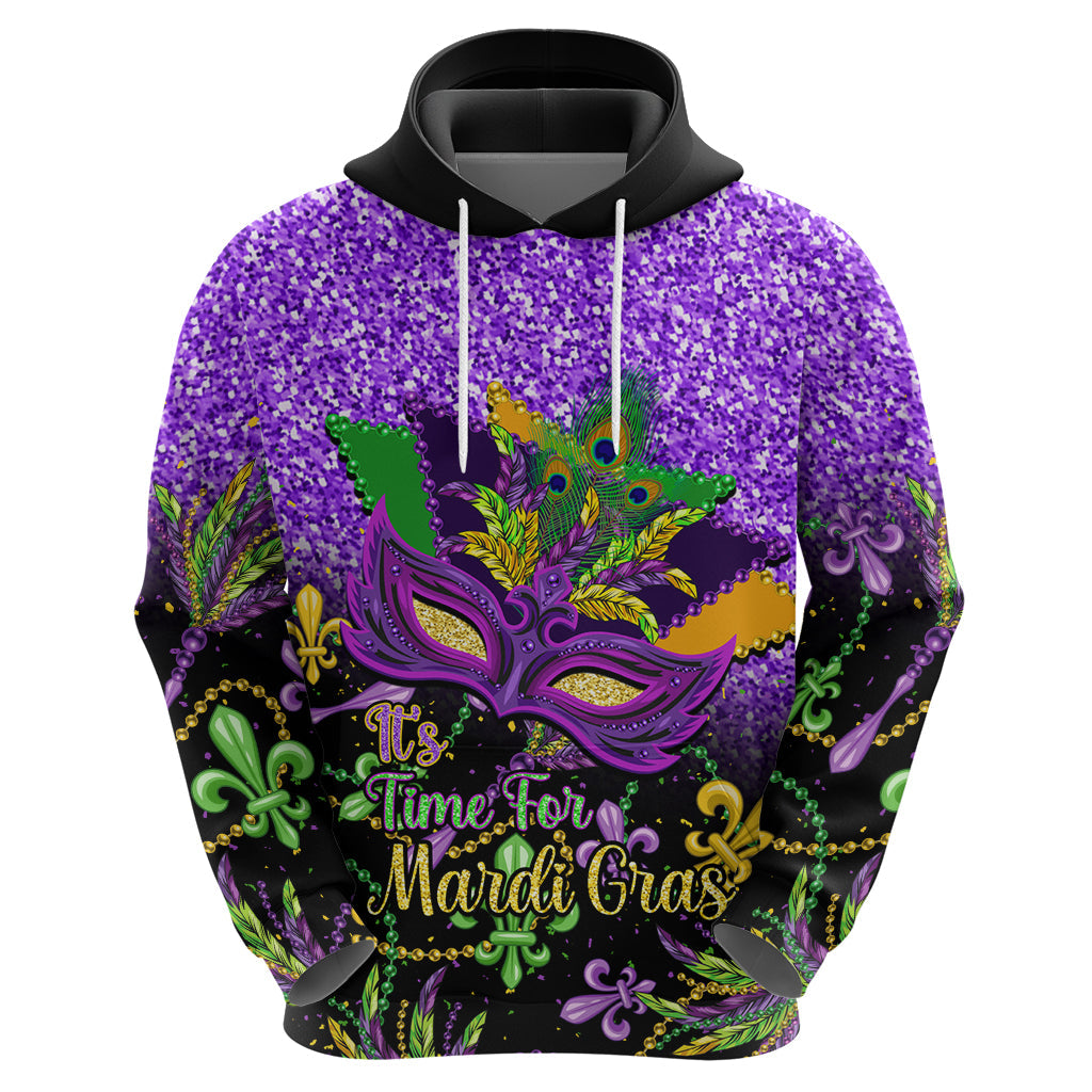 Personalised Mardi Gras Hoodie Carnival Mask Happy Fat Tuesday LT14