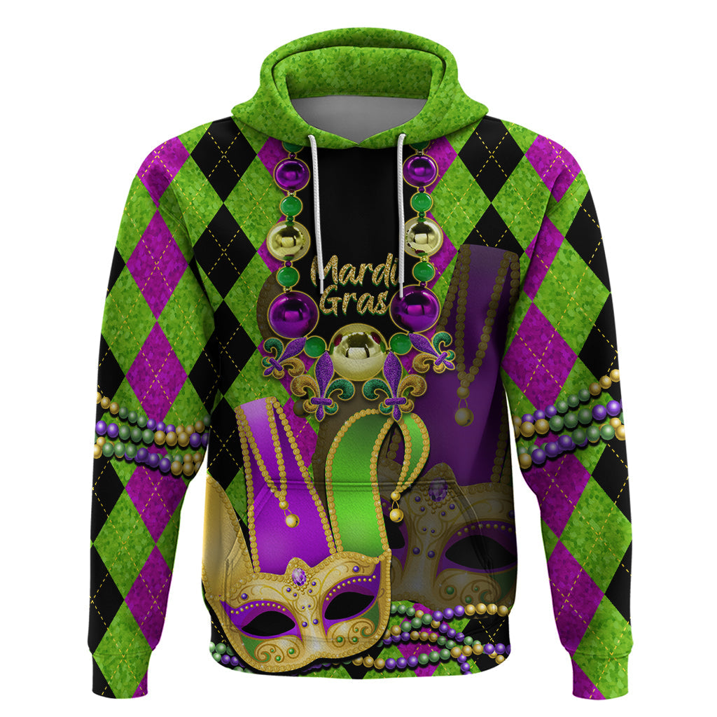 Mardi Gras 2024 Hoodie Jester Mask With Beads Colorful Version LT14