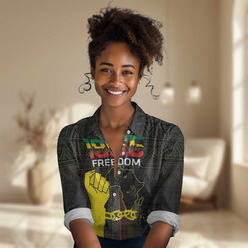 Juneteenth Freedom Day Women Casual Shirt 1865 Black Independence African Pattern LT14