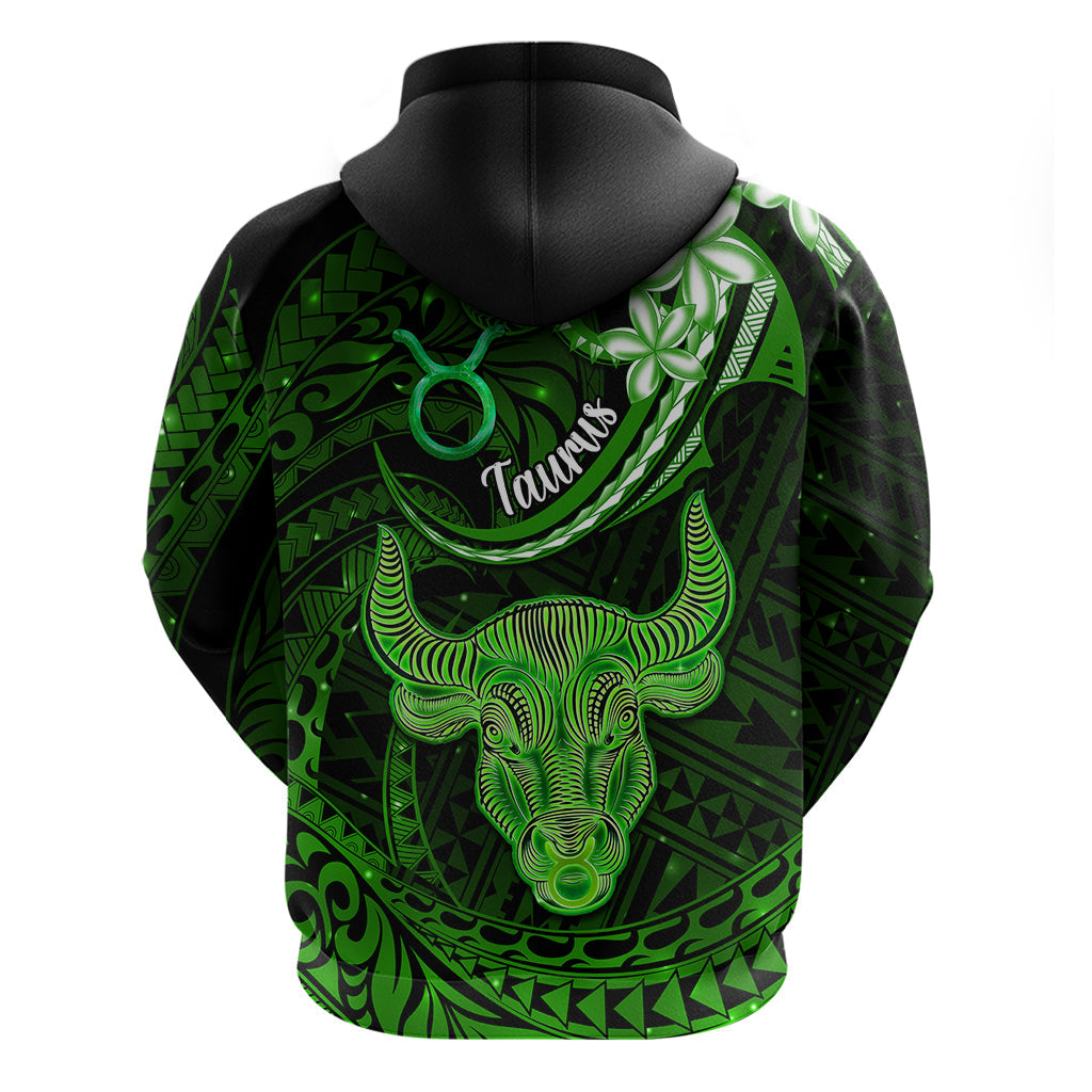 Polynesian Pride Taurus Zodiac Hoodie Astrological Sign Tribal Plumeria Green Galaxy LT14