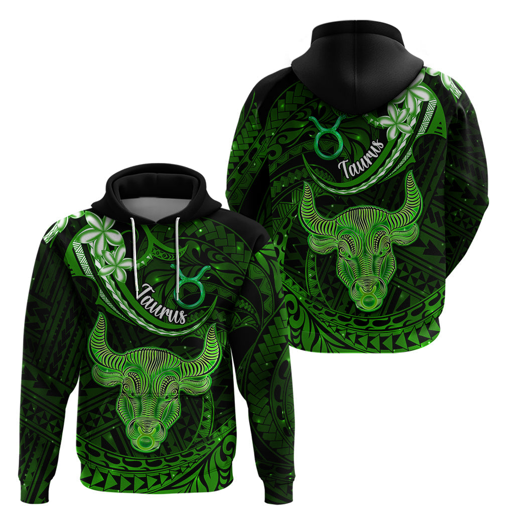 Polynesian Pride Taurus Zodiac Hoodie Astrological Sign Tribal Plumeria Green Galaxy LT14