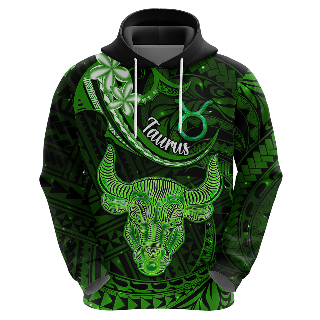 Polynesian Pride Taurus Zodiac Hoodie Astrological Sign Tribal Plumeria Green Galaxy LT14