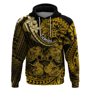 Polynesian Pride Gemini Zodiac Hoodie Astrological Sign Tribal Plumeria Gold Galaxy LT14