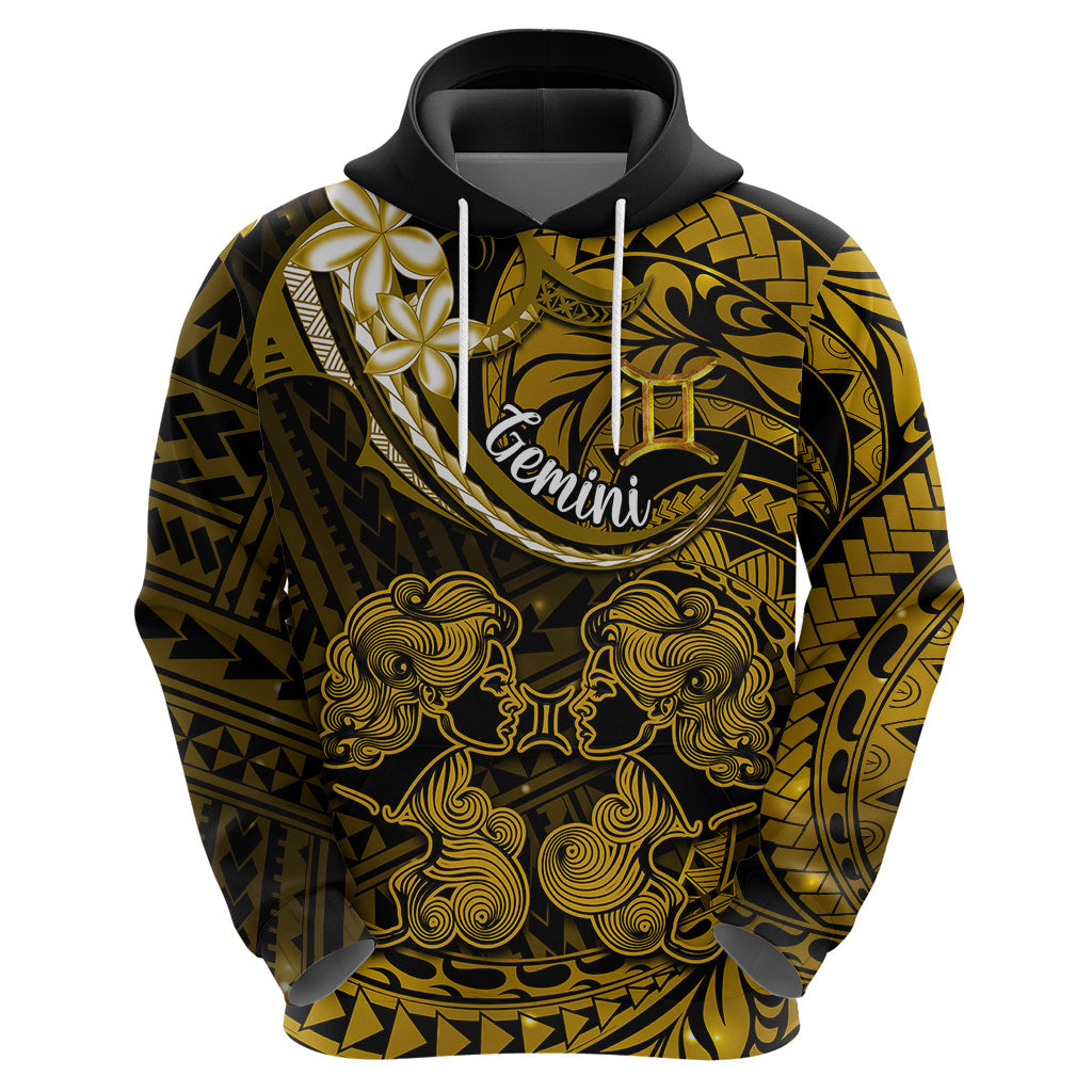 Polynesian Pride Gemini Zodiac Hoodie Astrological Sign Tribal Plumeria Gold Galaxy LT14