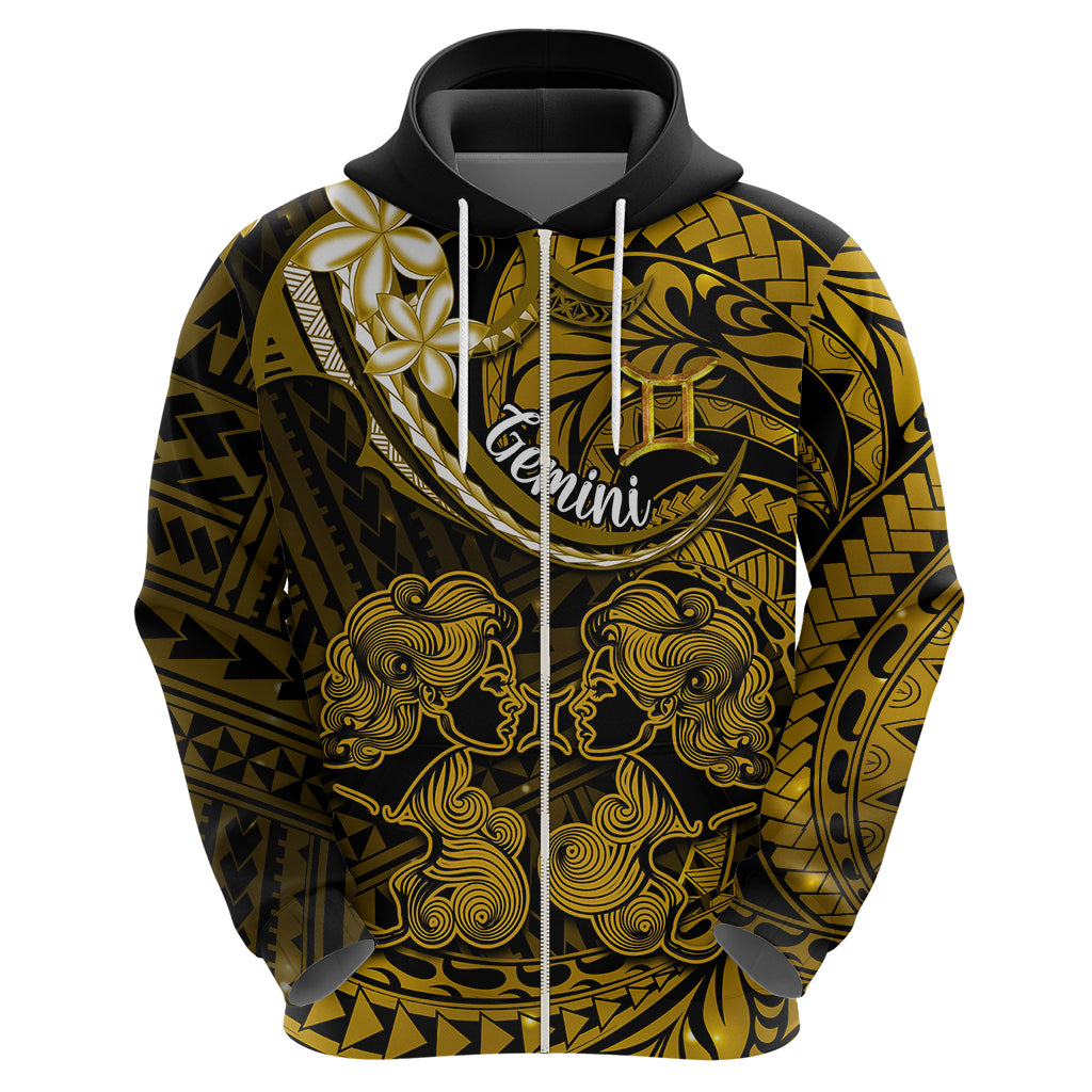 Polynesian Pride Gemini Zodiac Hoodie Astrological Sign Tribal Plumeria Gold Galaxy LT14