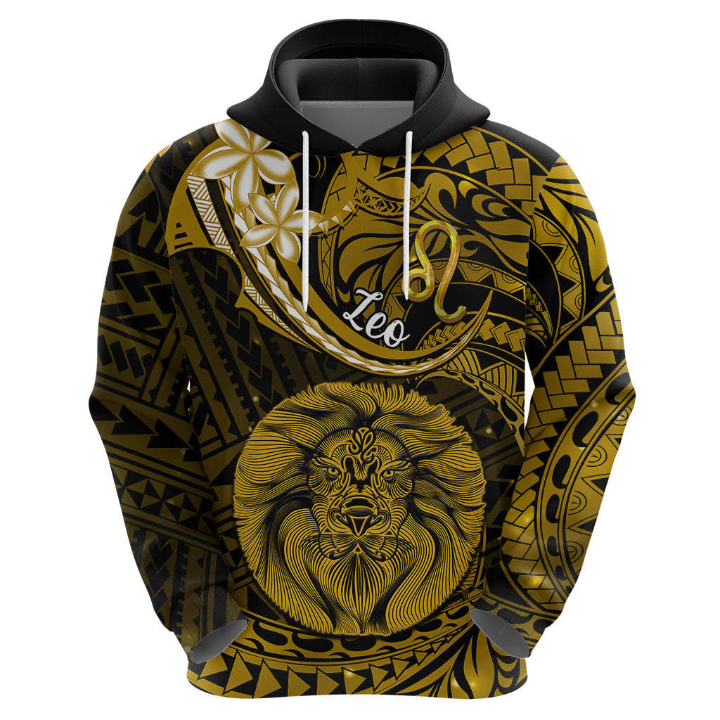 Polynesian Pride Leo Zodiac Hoodie Astrological Sign Tribal Plumeria Gold Galaxy LT14
