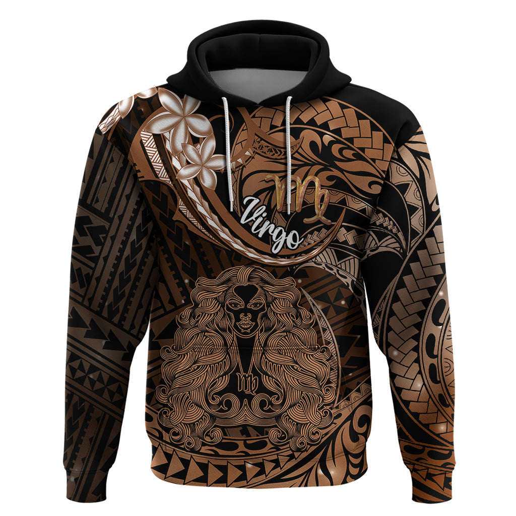 Polynesian Pride Virgo Zodiac Hoodie Astrological Sign Tribal Plumeria Brown Galaxy LT14
