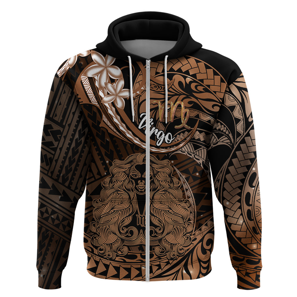 Polynesian Pride Virgo Zodiac Hoodie Astrological Sign Tribal Plumeria Brown Galaxy LT14