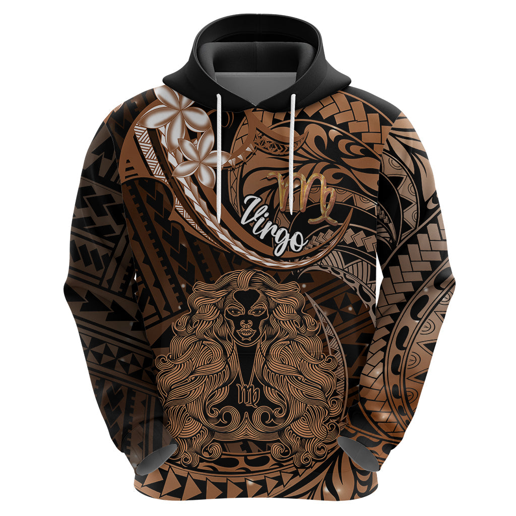 Polynesian Pride Virgo Zodiac Hoodie Astrological Sign Tribal Plumeria Brown Galaxy LT14