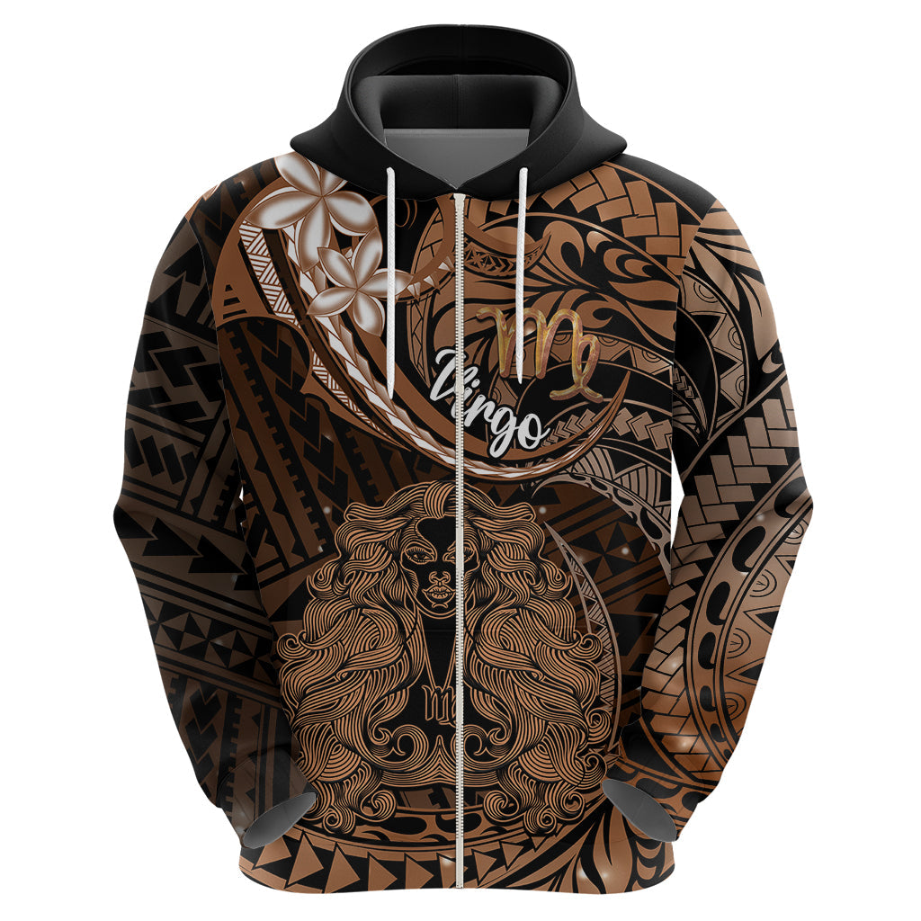 Polynesian Pride Virgo Zodiac Hoodie Astrological Sign Tribal Plumeria Brown Galaxy LT14