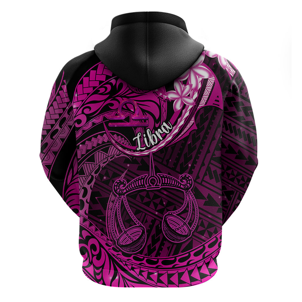 Polynesian Pride Libra Zodiac Hoodie Astrological Sign Tribal Plumeria Pink Galaxy LT14