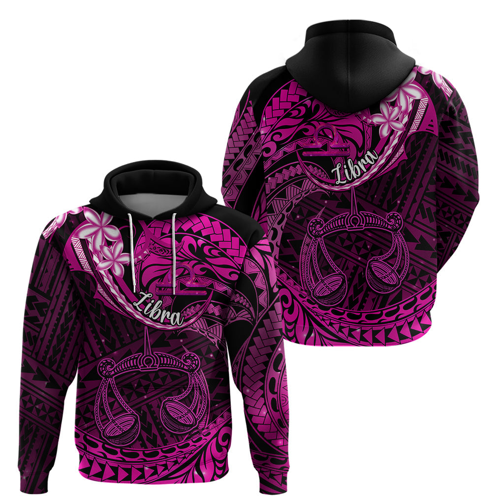 Polynesian Pride Libra Zodiac Hoodie Astrological Sign Tribal Plumeria Pink Galaxy LT14