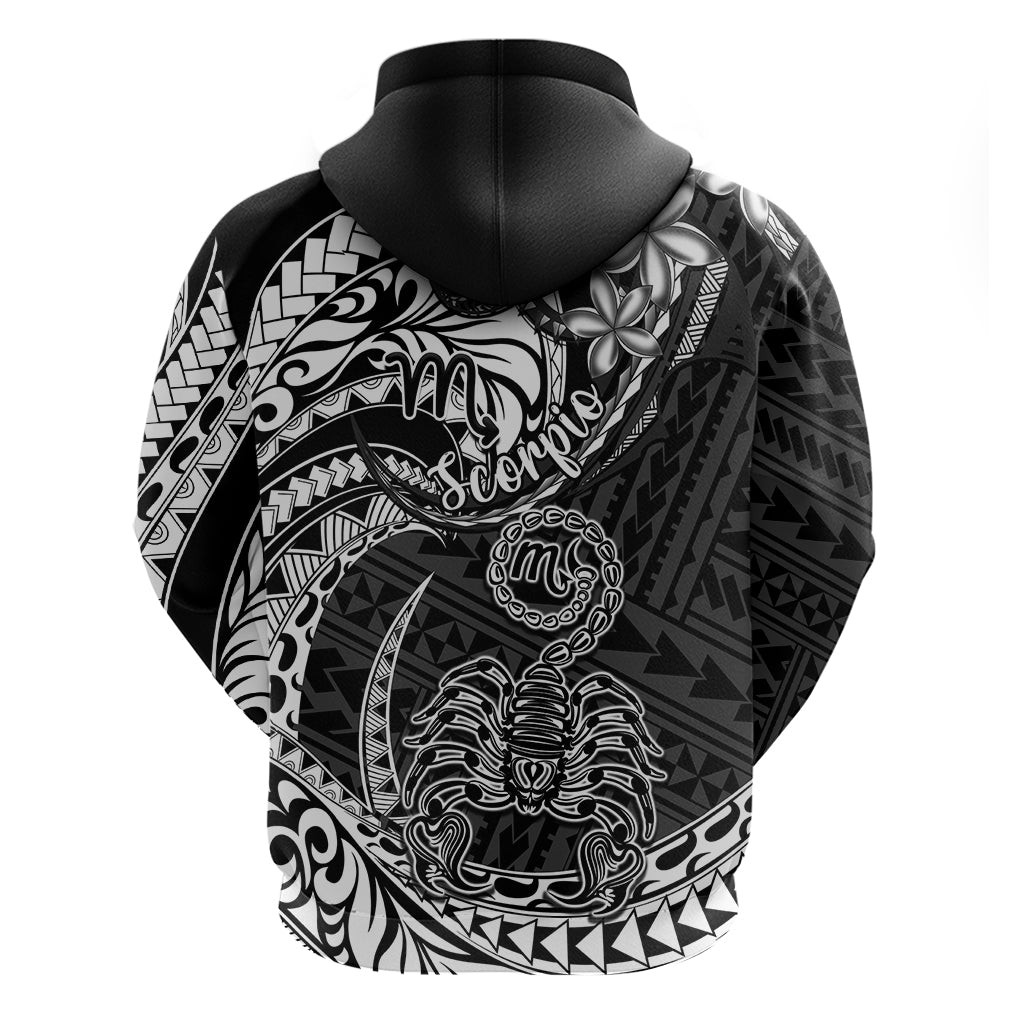Polynesian Pride Scorpio Zodiac Hoodie Astrological Sign Tribal Plumeria Black LT14