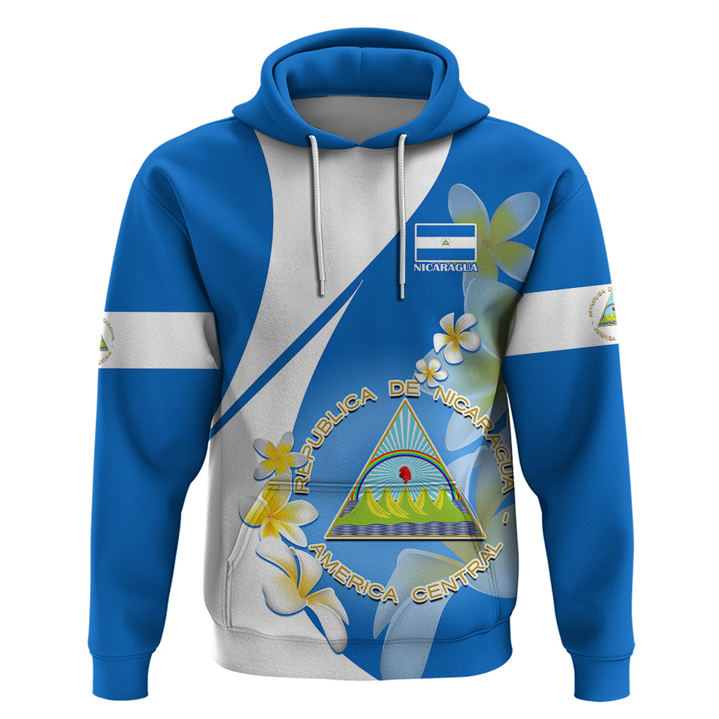 Nicaragua Independence Day Hoodie Nicaraguan Coat of Arms With Sacuanjoche Flowers LT14