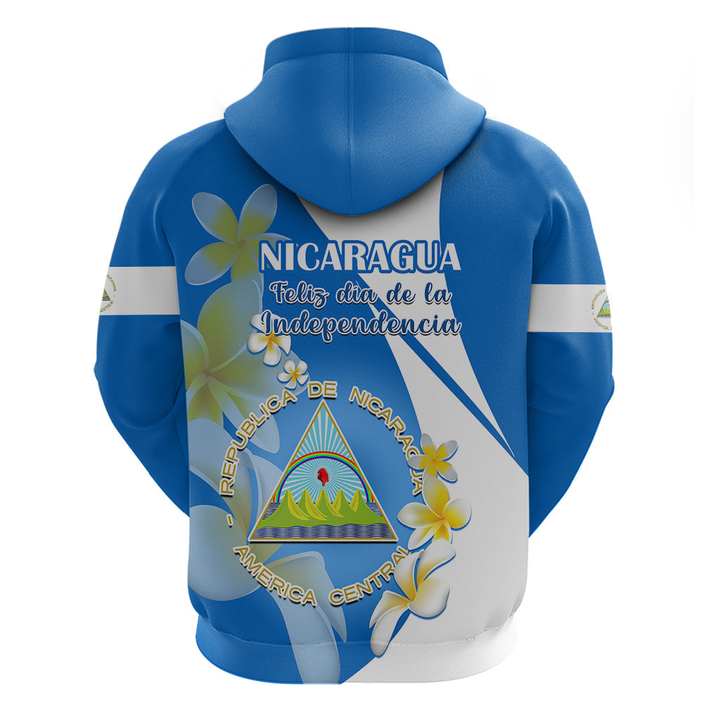 Nicaragua Independence Day Hoodie Nicaraguan Coat of Arms With Sacuanjoche Flowers LT14