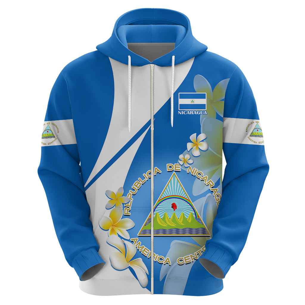Nicaragua Independence Day Hoodie Nicaraguan Coat of Arms With Sacuanjoche Flowers LT14
